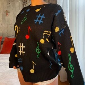 men’s vintage music notes sweater